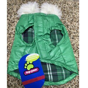 Dog Coat: Reversible Green Plaid Vest, Large